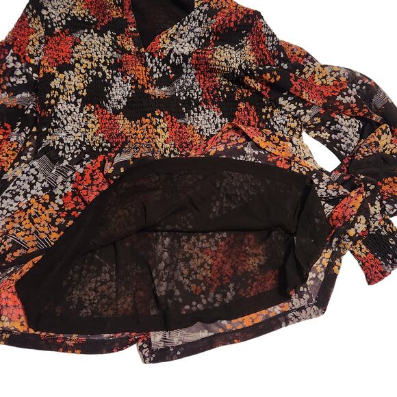 Anthropologie Akemi + Kin Andrea Smocked Floral Blouse Top, Puff Sleeves Small - Picture 11 of 14